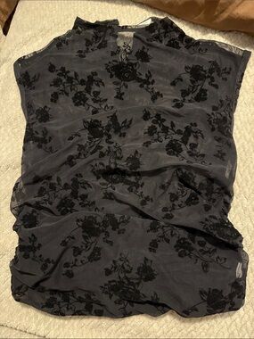 Abercrombie Sheer Floral Burnout Top - Black